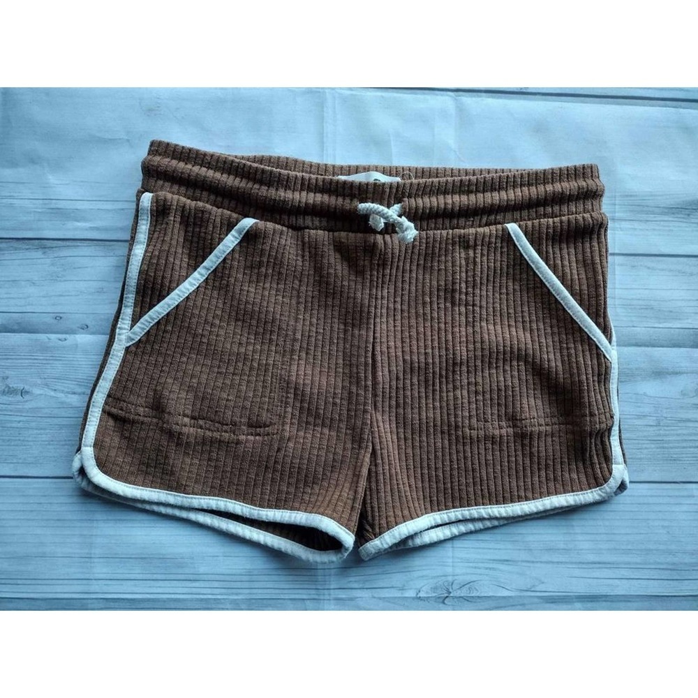 Cotton On Kids Brown Ribbed Dolphin Shorts White Trim Size‎ 9-10